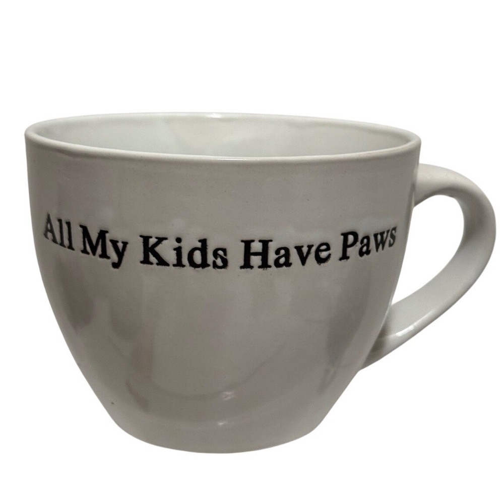 Signature Housewares All My Kids‎ Have Paws White Stoneware Large Coffee Mug Cup